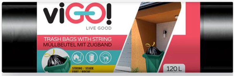 Drawstring Trash Bags 120 L VIGO, 10 pcs