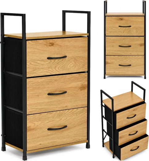Commode avec 3 tiroirs en textile ModernHome