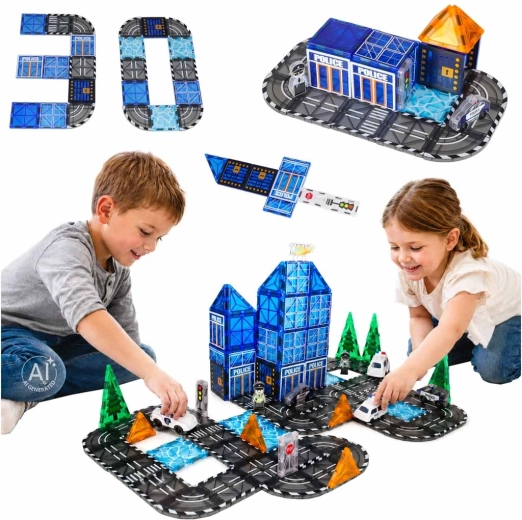 Magnetic construction 3D blocks Police – 91 pieces