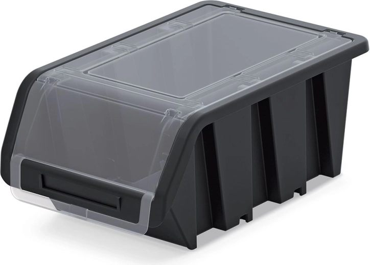 Kunststof opbergbox met deksel 49 × 29,8 × 21 cm, zwart