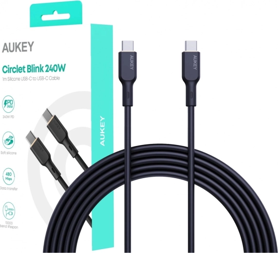 Silicone USB-C - USB-C Cable 1m 240W PD by AUKEY