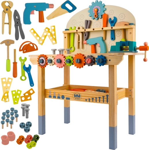 Établi de travail en bois pour enfants avec outils 3-en-1 Kruzzel