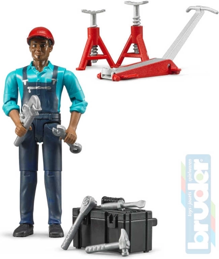Bruder-figuur van een monteur met accessoires