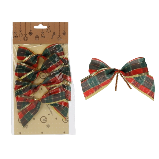 Noeuds décoratifs de Noël 10 cm – lot de 4 pièces