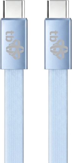 Platte siliconen USB-C-naar-USB-C-kabel van 1 m, lichtblauw
