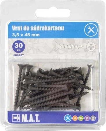 Gipsplaatschroef 3,5 × 45 mm, grove draad, gefosfateerd (30 stuks)