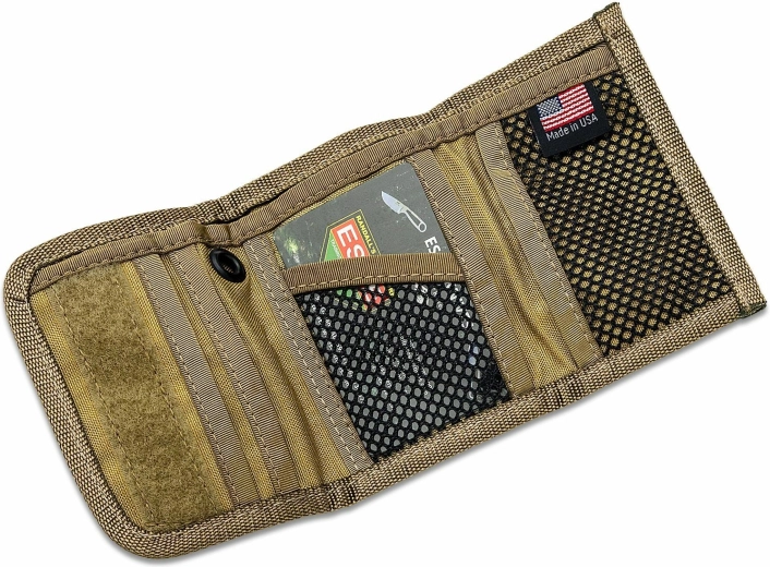 Portefeuille ESEE Tri‑Fold Desert Tan en Cordura avec blocage RFID
