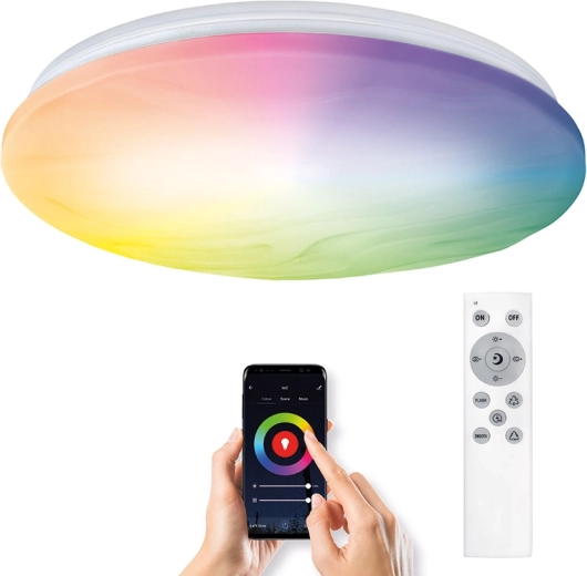 Solight slimme LED plafondlamp Wave 30 W (Wi‑Fi, RGB + CCT, afstandsbediening)