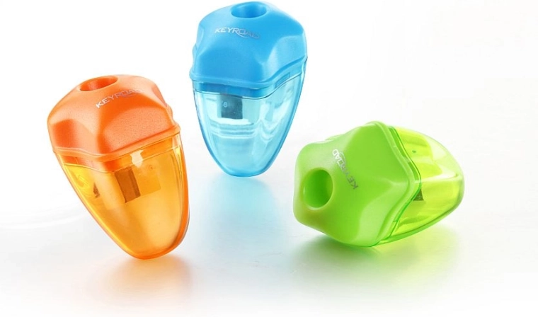KEYROAD Star sharpener with container, plastic, assorted colors