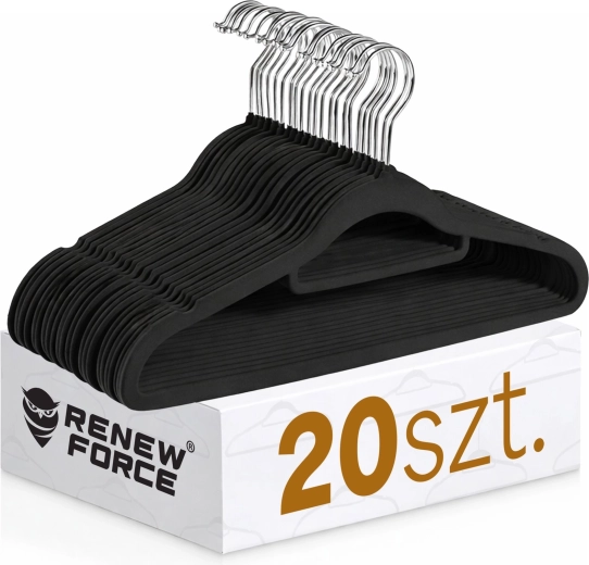 Premium non-slip clothing hanger Vlv black - 20 pcs