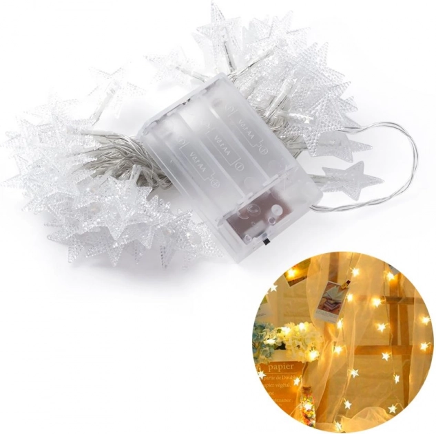 Guirlande lumineuse LED décorative en forme d’étoiles 5 m - lumière froide