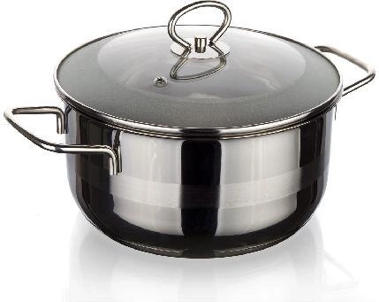 Stainless steel pot 18 cm with glass lid 2 l MATTE NEW LINE, suitable for induction