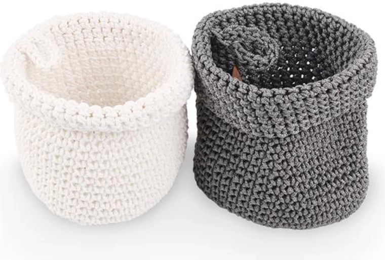 Aufbewahrungskörbchen aus Polyester 13 cm weiß-grau