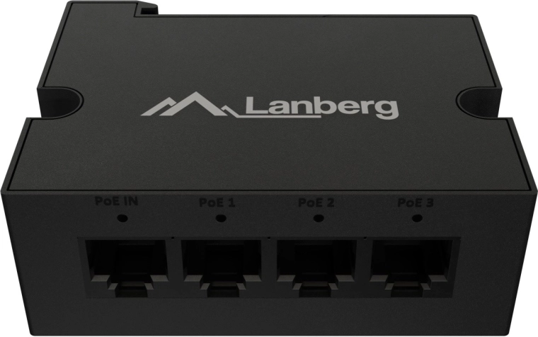 Lanberg PoE extender switch voor DIN-rail 1× PoE in / 3× PoE out (Fast Ethernet, 30 W)