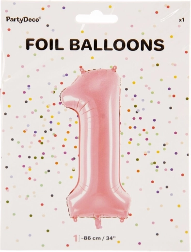 Roze folieballon cijfer 1 86 cm