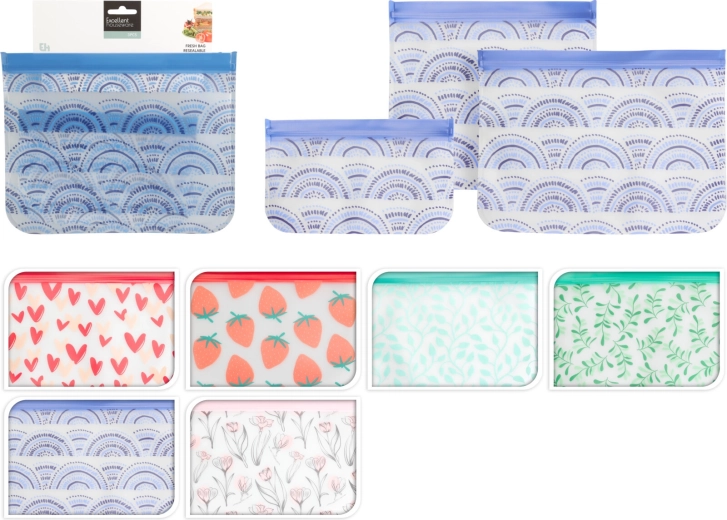 Set van afsluitbare transparante zakjes (3 stuks)