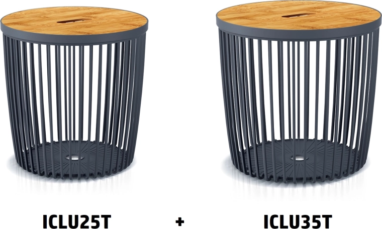 Set aus 2 Universalbehältern mit Bambusdeckeln 25 und 35 l – Anthrazit