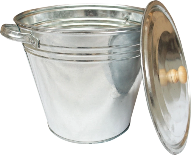 Galvanized bucket with lid, 32 l