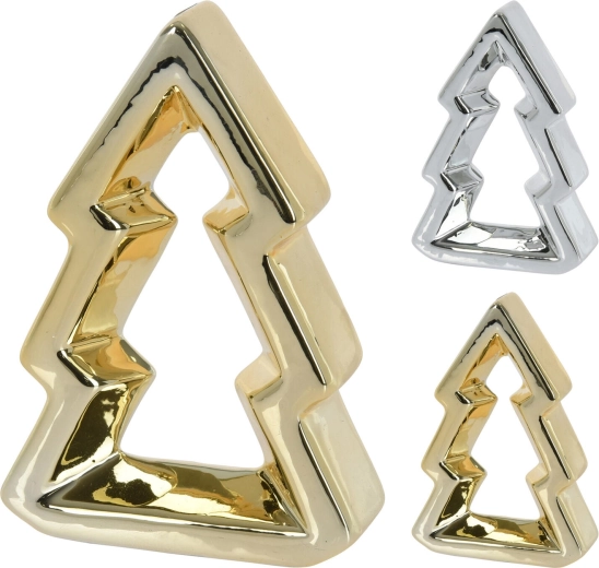 Decoratieve glanzende boompje 32 cm – zilver of goud