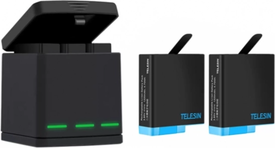 Chargeur Telesin à trois emplacements avec 2 batteries pour GoPro Hero 8