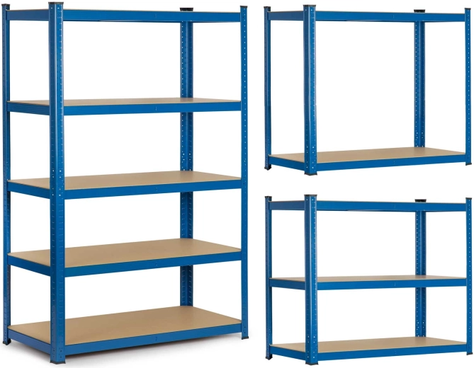 Humberg Metal Shelving Unit 150 × 75 × 30 cm, 5 shelves, blue