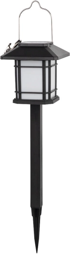 Solar garden lantern with spike, 12 LED, stainless steel and black, 40 cm