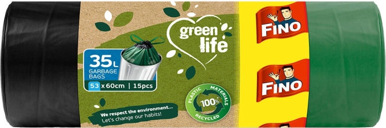Sacs poubelle bio à lien coulissant 35 l verts (15 pcs)