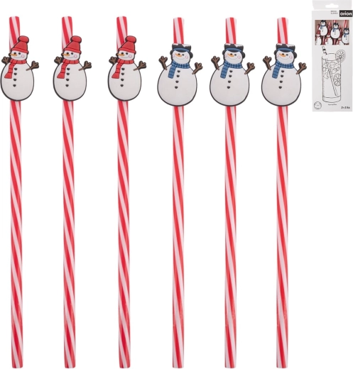 Reusable Snowman drinking straws, 6 pcs