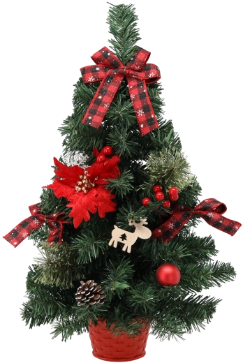 Christmas tree 60 cm red with poinsettias in a flowerpot