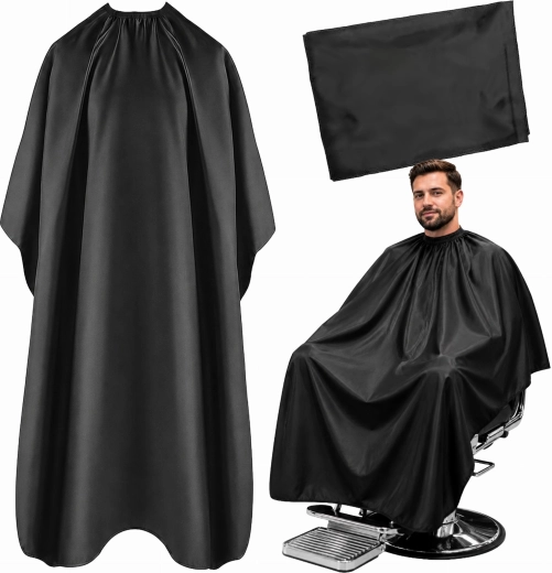 Black waterproof hairdressing and barber cape 140 × 100 cm - 1 piece