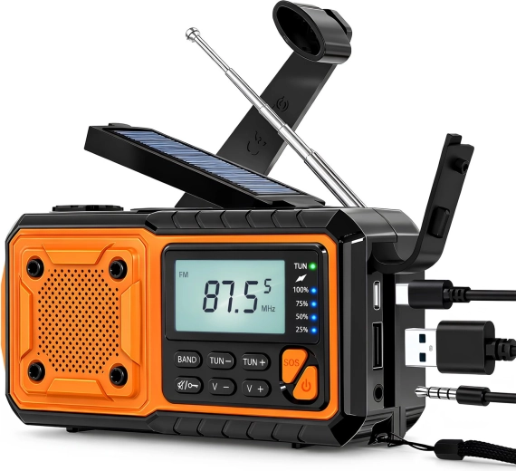 Renew Force emergency solar radio with 5000 mAh power bank, dynamo and FM/AM/SW - 1 piece