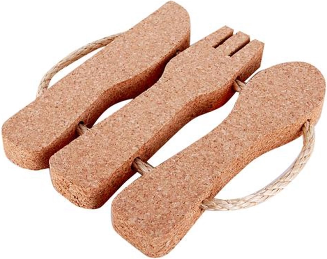 Kurken onderzetter in bestekvorm 26 × 23 × 2,4 cm