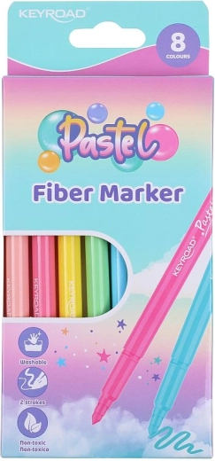 KEYROAD pastel washable markers, 8 pcs