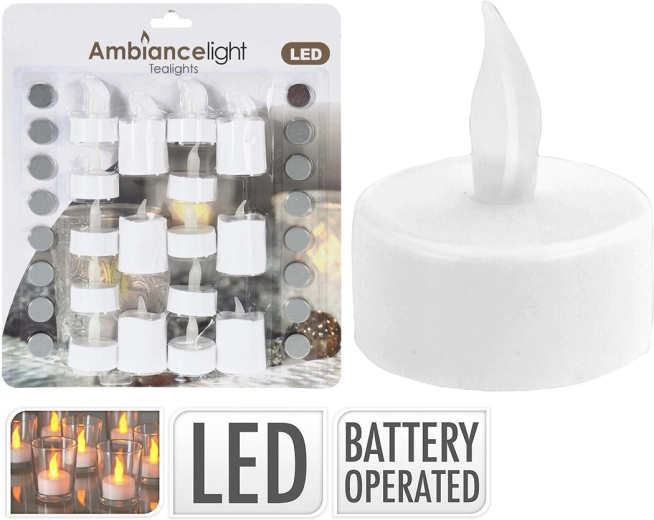 LED tealight candles white 3.5 cm with batteries (16 pcs)