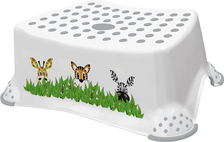 Rutschfester Kinderhocker Jungle, weiß