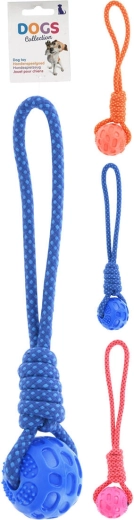 Jouet pour chien balle avec corde 40 × 7 × 7 cm, assortiment de couleurs