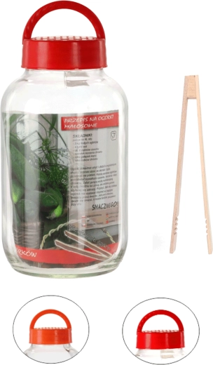 4 L Jar with Plastic Lid, Recipe, and Fruit Tongs