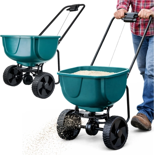 Spreader on Wheels for Lawn Seeds, Fertilizer and Salt 27 l