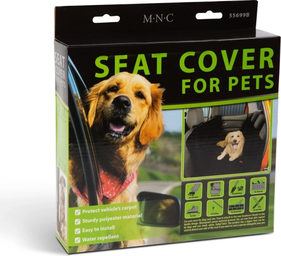 Housse de protection pour siège arrière de voiture pour chiens et chats, noire, 130 × 160 cm