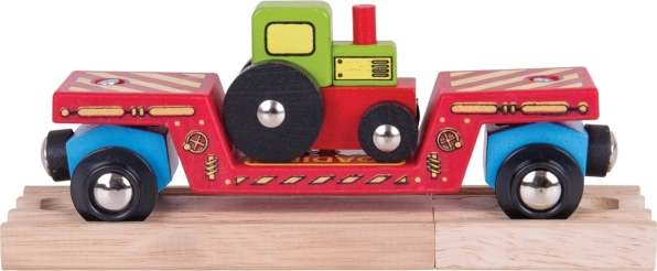 Bigjigs Rail wagon with tractor and two tracks