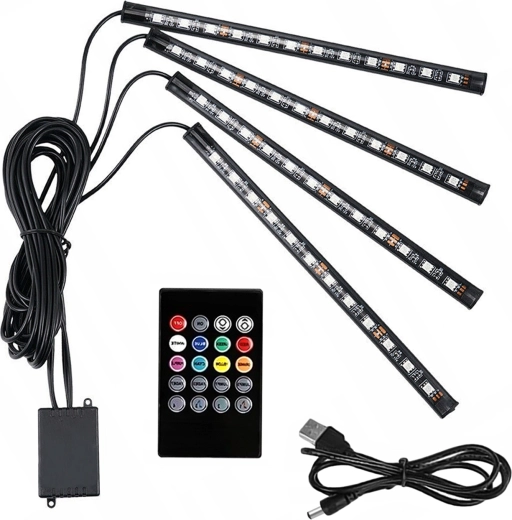 RGB LED-interieurverlichting voor de auto met geluidssensor