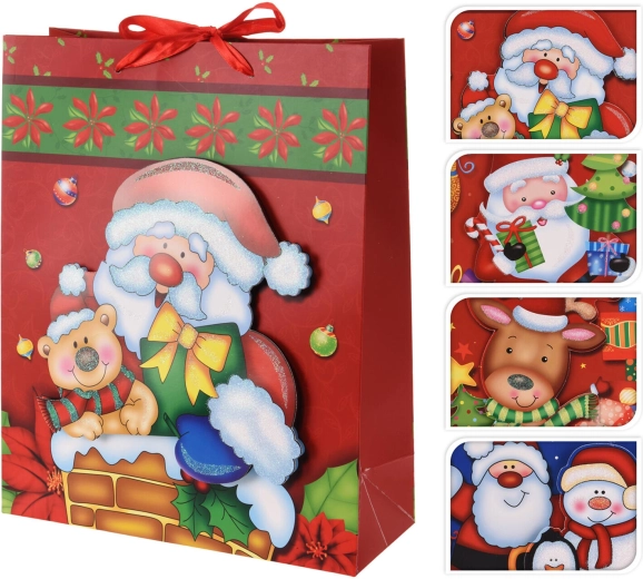 Geschenktasche Weihnachten M 24 × 18 × 8 cm, Dekor-Mix