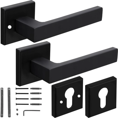 Poignée Ruhhy noire mate pour porte intérieure avec rosace carrée