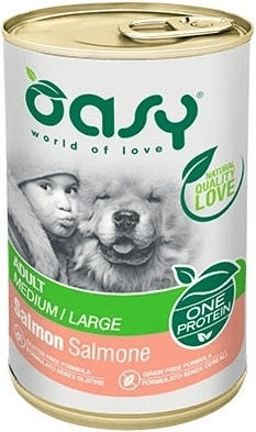 Oasy One Protein paté voor volwassen honden van middelgrote en grote rassen met zalm 400 g