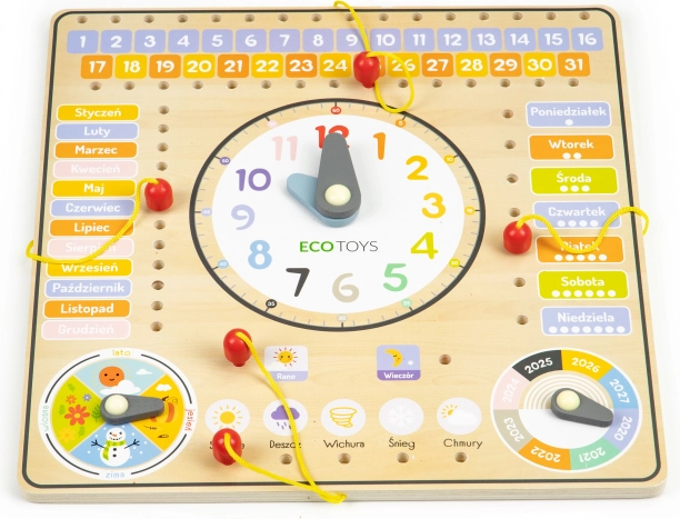 Wooden Educational Board - Calendar and Clock