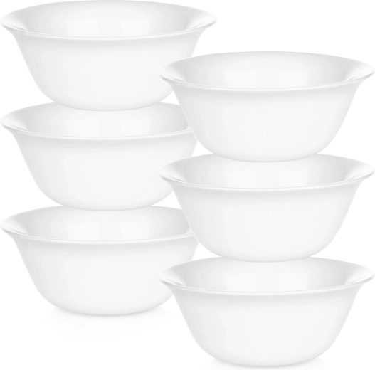 Bols blancs en verre 300 ml, lot de 6 pièces