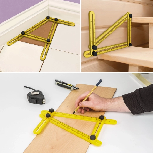 Règle en plastique à quatre côtés avec copieur d’angles