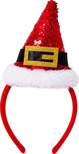 Kerstdiadeem met paillettenmutsje van de Kerstman