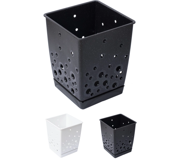 Égouttoir à couverts avec socle amovible noir‑blanc