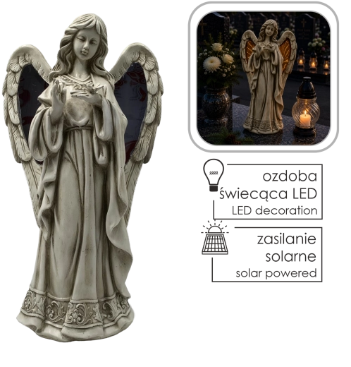 Angel Figurine with Solar-Powered LED Wings, 49.5 cm